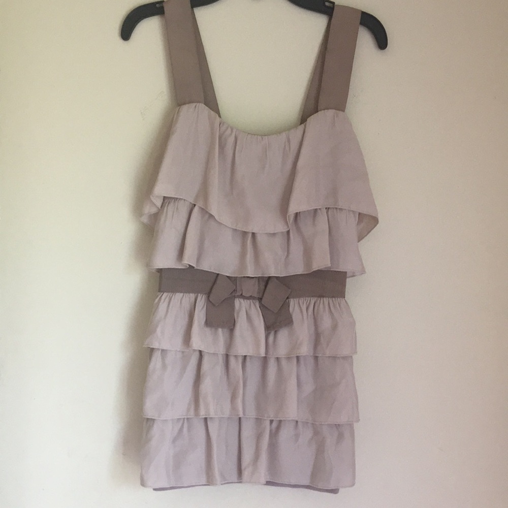 Ruffle tank with adjustable ribbon straps S